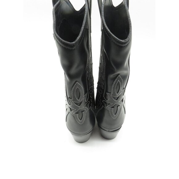 Nine West Women's Black Cowboy Boot Embroidered Wings Florals Size 6.5 NEW - Picture 4 of 7
